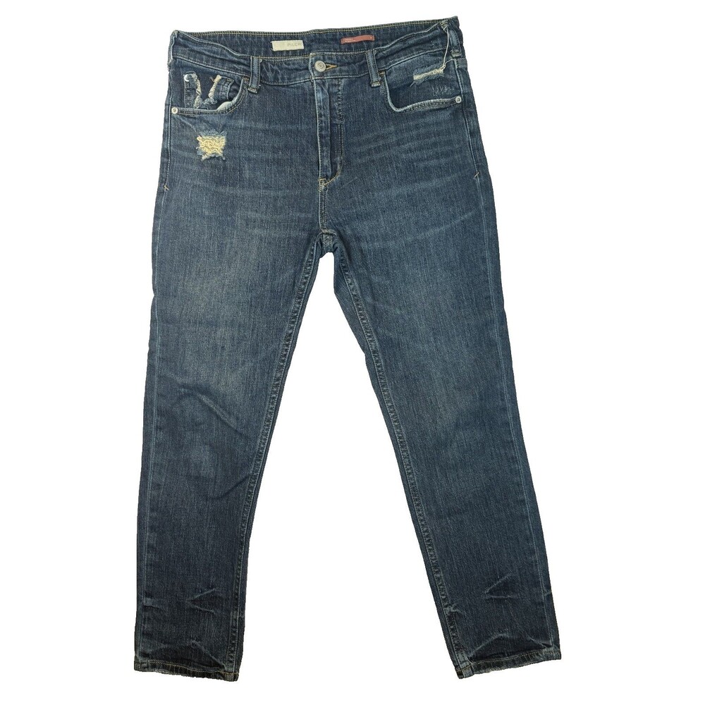 Anthropologie Pilcro Sz 27 The Heritage Boyfriend Jeans Distressed Dark Wash